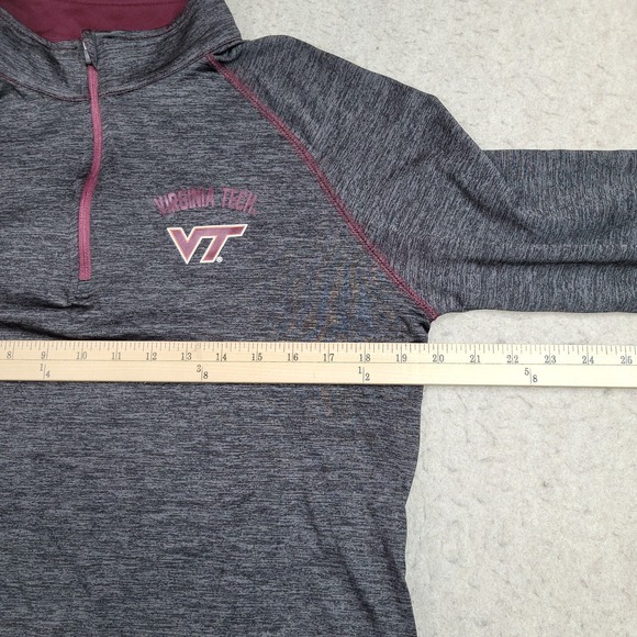 Virginia Tech Hokies Colosseum 1/4 Zip Womens XL Gray Pullover Mock Neck - Picture 6 of 8